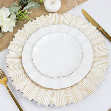 Antique White Sunray Acrylic Plastic Serving Plates: The Perfect Addition to Your Event Decor