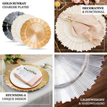 Gold Acrylic Charger Plate With Sunray Design And Scalloped Rim