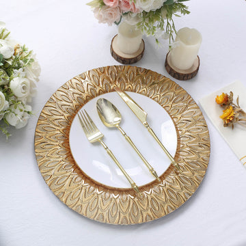 Create a Memorable Dining Experience with Gold Embossed Peacock Design Plates