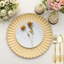 Acrylic Charger Plates - a gold hard plastic round plate with Scalloped Shell Pattern