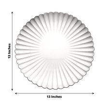 6 Pack | 13inch Silver Scalloped Shell Pattern Plastic Serving Plates, Disposable Charger Plates