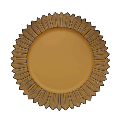 Sunflower-shaped decorative plate in warm gold tone