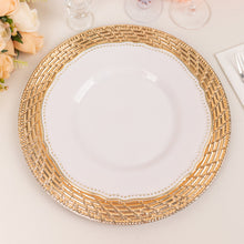 6 Pack Metallic Gold Swirl Rattan Acrylic Charger Plates, 13inch Round Farmhouse Plastic Serving