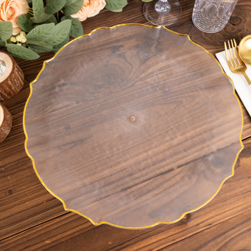 Add Elegance to Your Table with Clear Sunflower Plastic Dinner Charger Plates