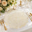 Elegant gold beaded lace table mat with floral wedding table setting