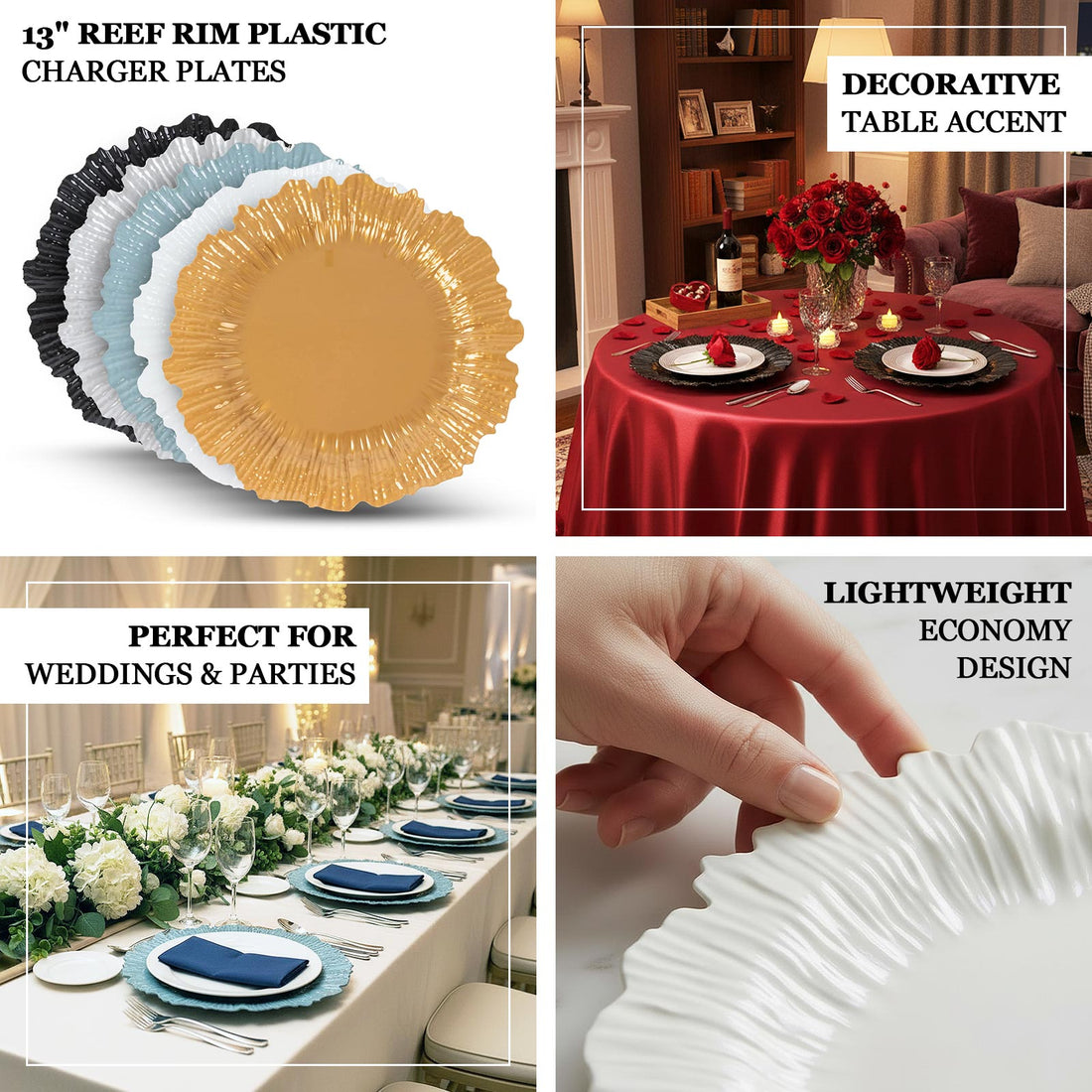 10pk Plastic Charger Plates 13