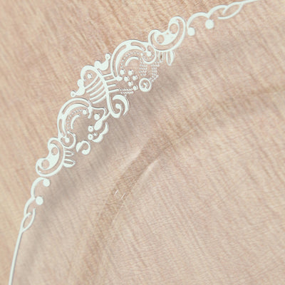 Elegant white lace headband with intricate floral design.