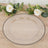 Clear glass charger plate with beaded edge and floral decor.