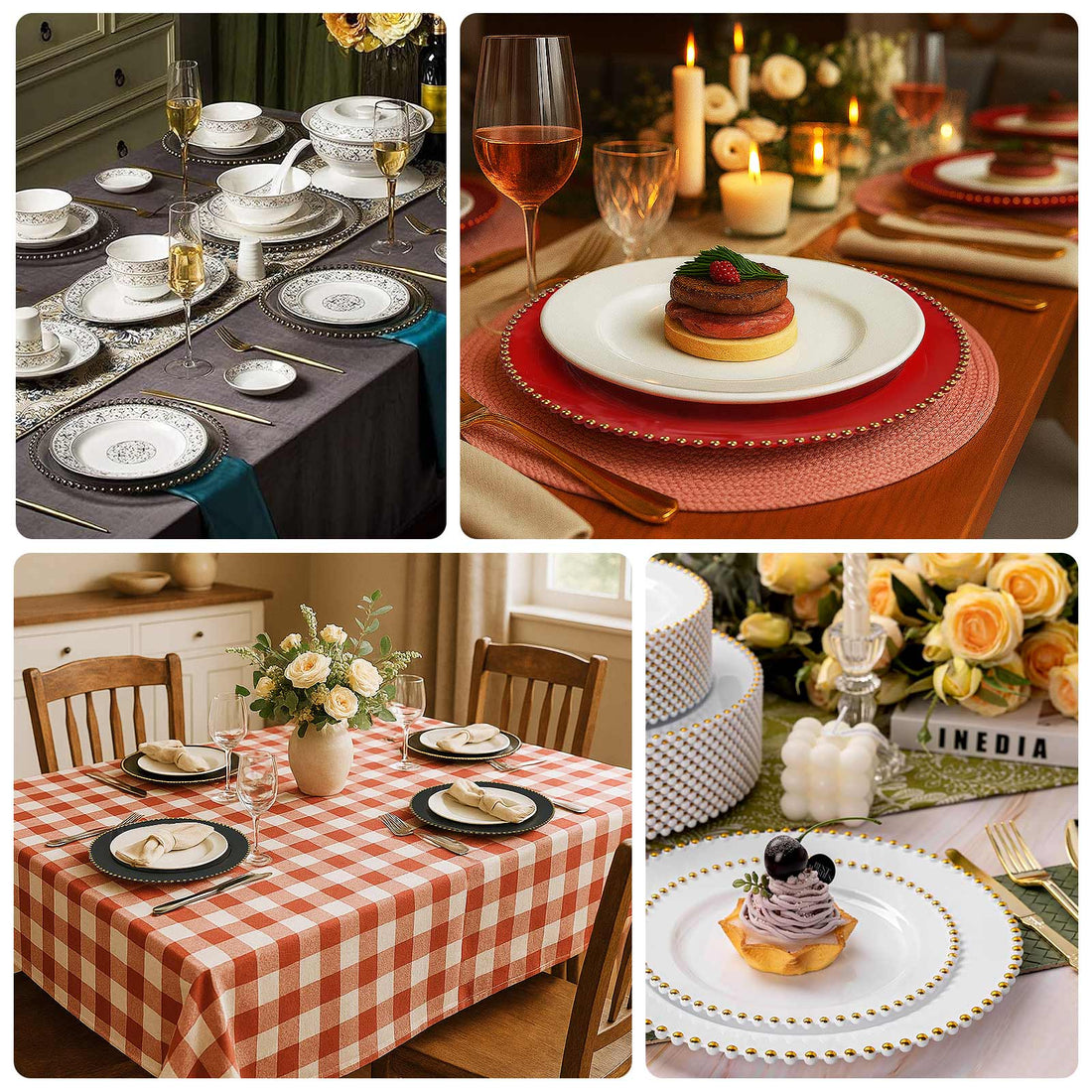 Decorative charger plates for styled table settings