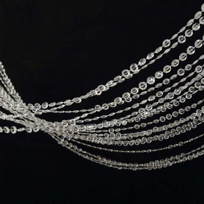 Crystal beaded strands elegantly cascading for decorative use.
