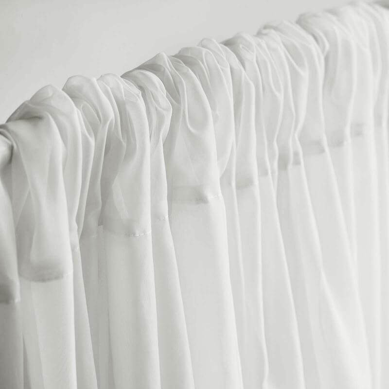 White chiffon backdrop drape curtains for wedding decor