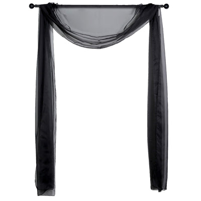 Black sheer drapery fabric panel hanging elegantly