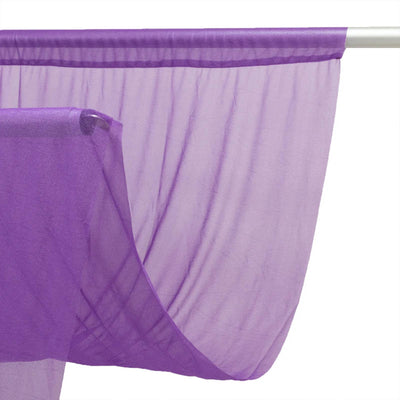 Purple sheer curtain on a silver rod, decorative window treatment