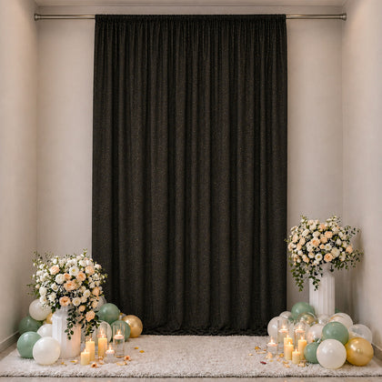 Sheer Wedding Arch Drape 10ft × 14ft Black – Backdrop Curtain Panel with Rod Pocket, Ceiling Drapery Fabric