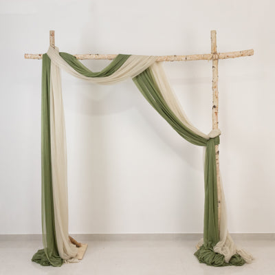 Decorative fabric draping on a wooden frame in neutral tones