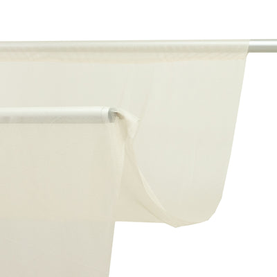 Ivory sheer curtain panel on rod