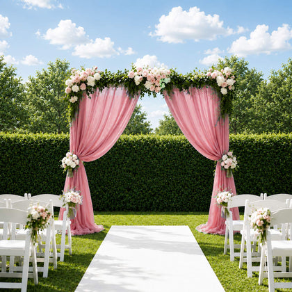 Sheer Wedding Arch Drape 5ft × 10ft Mauve Cinnamon Rose – Backdrop Curtain Panel with Rod Pocket