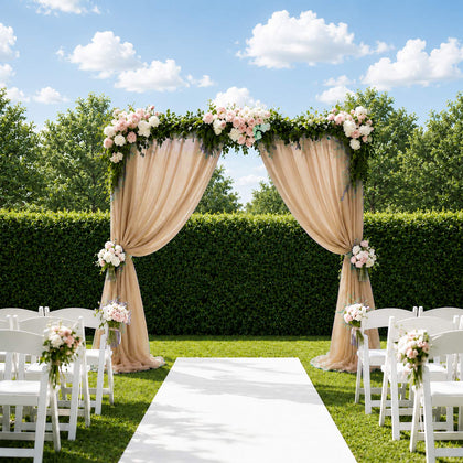 Sheer Wedding Arch Drape 5ft × 10ft Taupe – Backdrop Curtain Panel with Rod Pocket