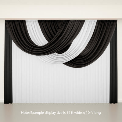 Elegant black and white draped fabric curtain display for events 