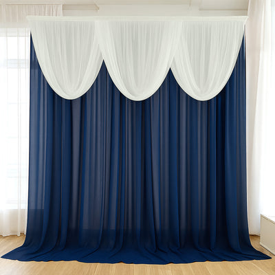 Sheer Chiffon Backdrop Valance Drapes – 4ft x 4ft Ivory Curved Swag Topper Panel