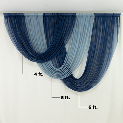 Sheer Chiffon Backdrop Valance Drapes – 4ft x 4ft Navy Blue Curved Swag Topper Panel