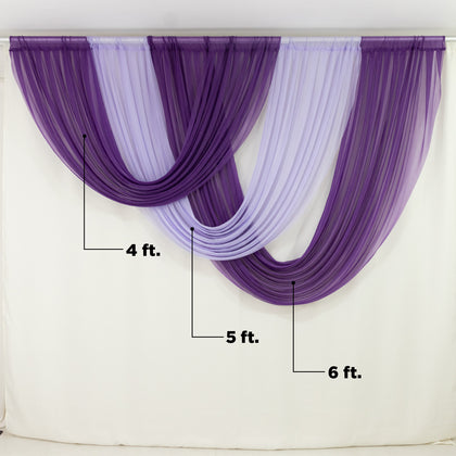 Sheer Chiffon Valance Curtain 4ft x 5ft – Lavender Lilac Wedding Arch Voile Drape with Rod Pocket, Backdrop Panel
