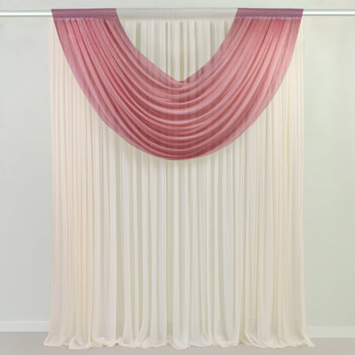 Ombre draped curtain in soft pink and cream tones 