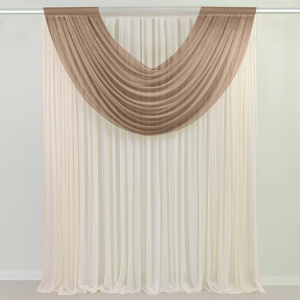 Sheer Chiffon Valance Curtain 4ft x 5ft – Taupe Wedding Arch Voile Drape with Rod Pocket, Backdrop Panel
