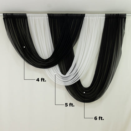 Sheer Chiffon Valance Curtain 4ft x 5ft – White Wedding Arch Voile Drape with Rod Pocket, Backdrop Panel