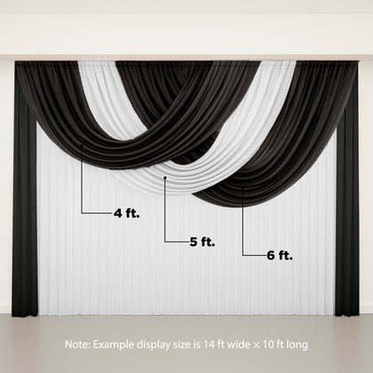 Sheer Chiffon Valance Curtain 4ft x 6ft – Black Wedding Arch Voile Drape with Rod Pocket, Backdrop Panel