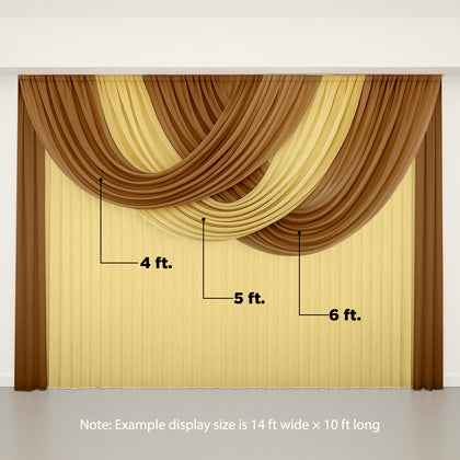 Sheer Chiffon Valance Curtain 4ft x 6ft – Gold Wedding Arch Voile Drape with Rod Pocket, Backdrop Panel