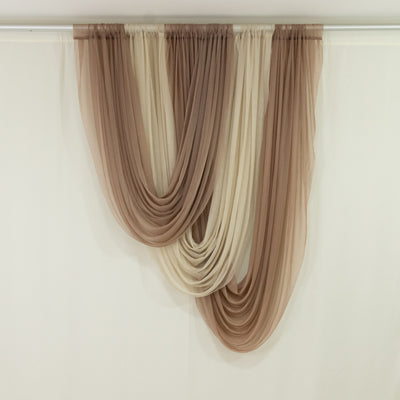Multi-panel sheer curtain set in beige, cream, and taupe