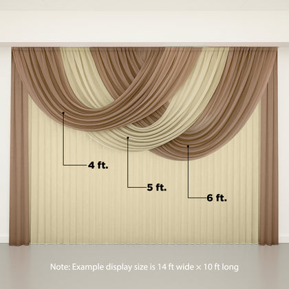Sheer Chiffon Valance Curtain 4ft x 6ft – Taupe Wedding Arch Voile Drape with Rod Pocket, Backdrop Panel