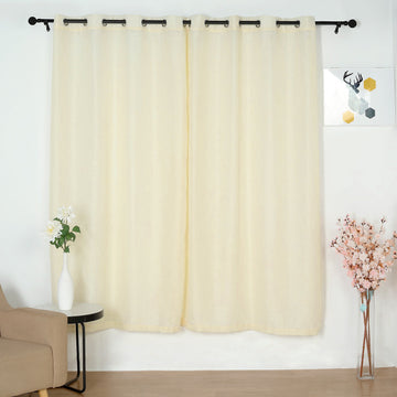 Ivory Faux Linen Curtains for a Rustic and Breezy Look