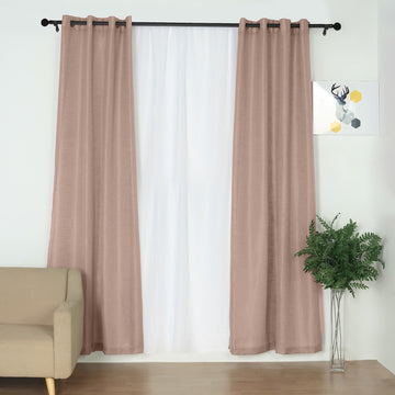 Elegant Taupe Faux Linen Curtains for a Rustic and Breezy Look
