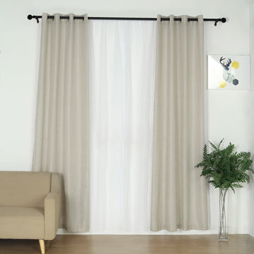 Elegant Beige Faux Linen Curtains for a Rustic and Breezy Look