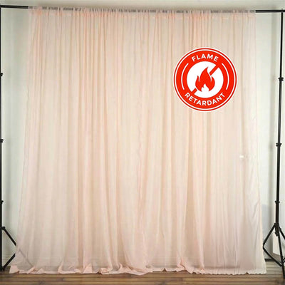2 Pack 5ftx10ft Blush Chiffon Backdrop Drape Curtains, Durable Flame Resistant Sheer Organza Event Divider Panels With Rod Pockets