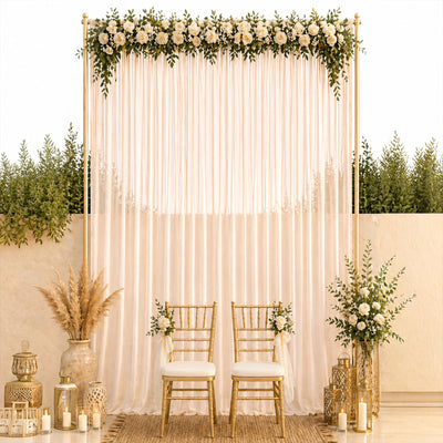 Chiffon Backdrop Curtain Panel 10ft x 14ft - Blush Durable Flame Resistant with Rod Pocket