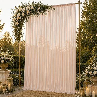 Chiffon Backdrop Curtain Panel 10ft x 14ft - Blush Durable Flame Resistant with Rod Pocket
