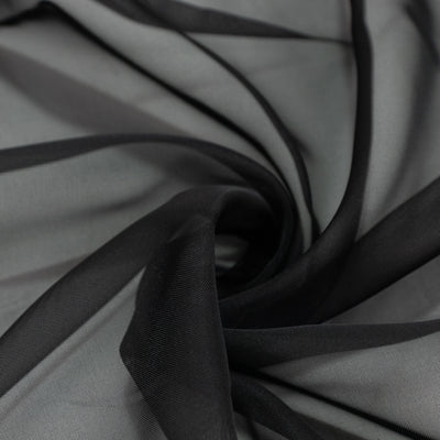 Chiffon Backdrop Curtain Panel 10ft x 14ft - Black Durable Flame Resistant with Rod Pocket