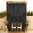 Elegant wedding photo backdrop with gold chairs, black drape, and white roses