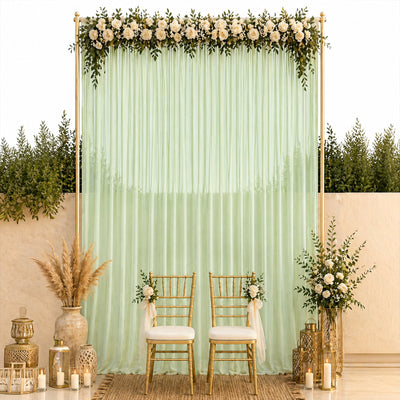 Chiffon Backdrop Curtain Panel 10ft x 14ft - Sage Green Durable Flame Resistant with Rod Pocket