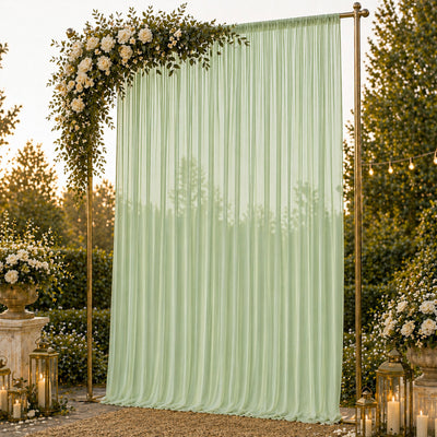 Chiffon Backdrop Curtain Panel 10ft x 14ft - Sage Green Durable Flame Resistant with Rod Pocket