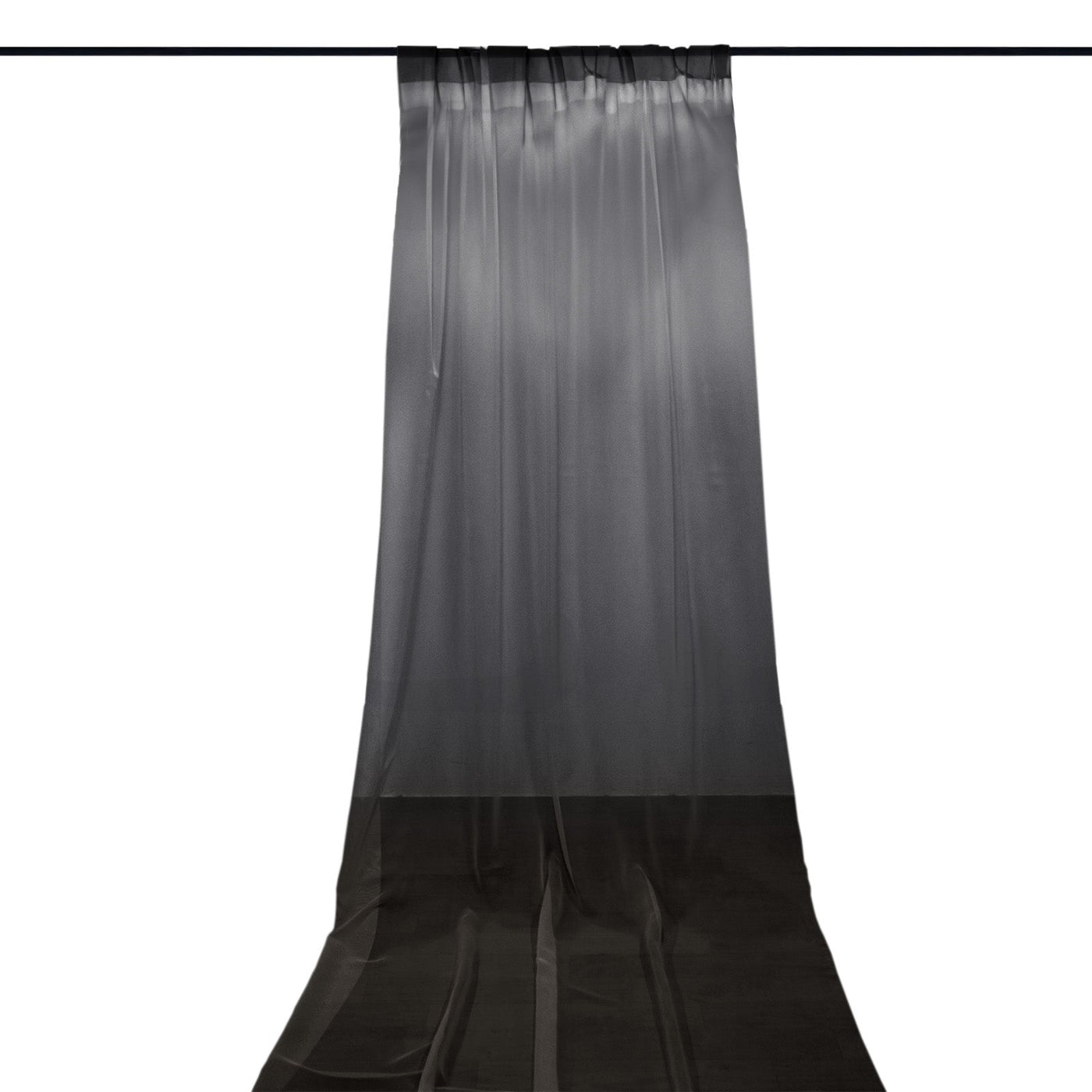 Premium Black Chiffon Curtain Panel with Rod Pocket