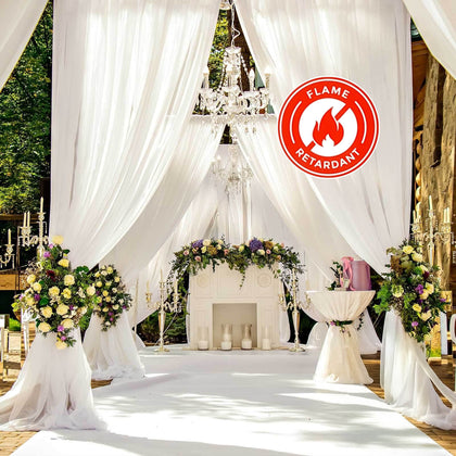 Ivory Sheer Durable Flame Resistant Ceiling/Curtain Draping Panels 10ftx20ft