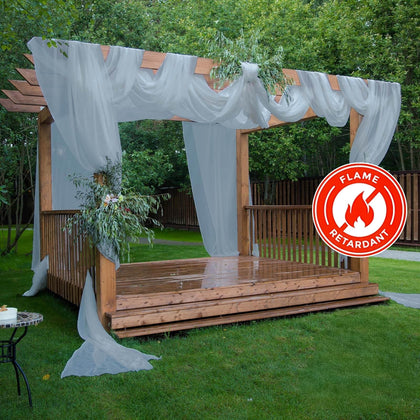 Dusty Blue Chiffon Ceiling Drapery, Durable Flame Resistant Long Curtain Backdrop Panel With Rod Pocket 5ftx32ft