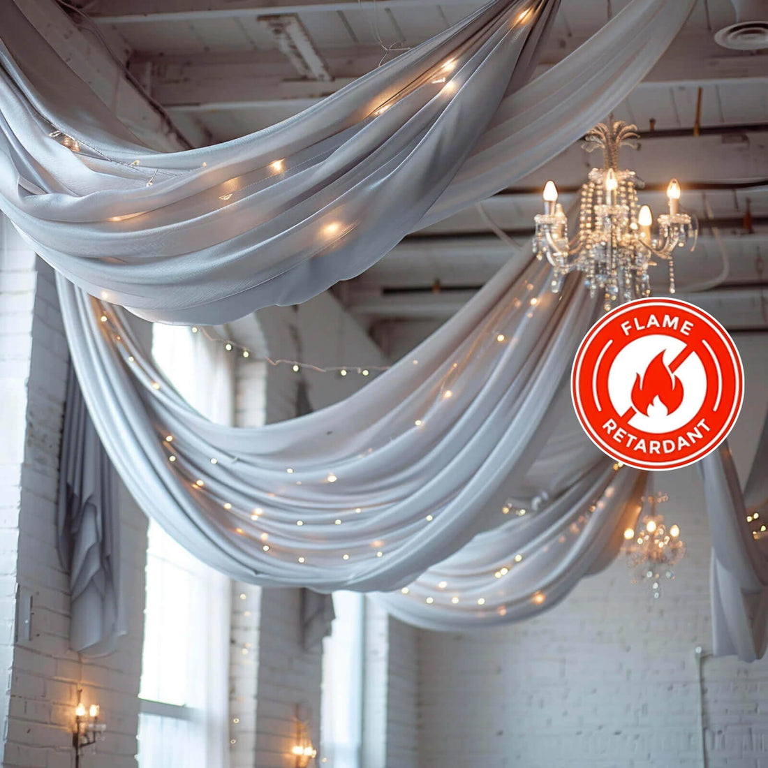 Premium Silver Chiffon Ceiling Drapery | eFavormart