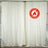Flame retardant white curtains on a backdrop