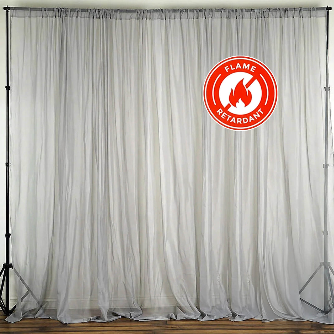 Flame retardant sheer curtain backdrop for events and photography. #whtbkgd