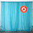 Flame retardant turquoise curtain on display